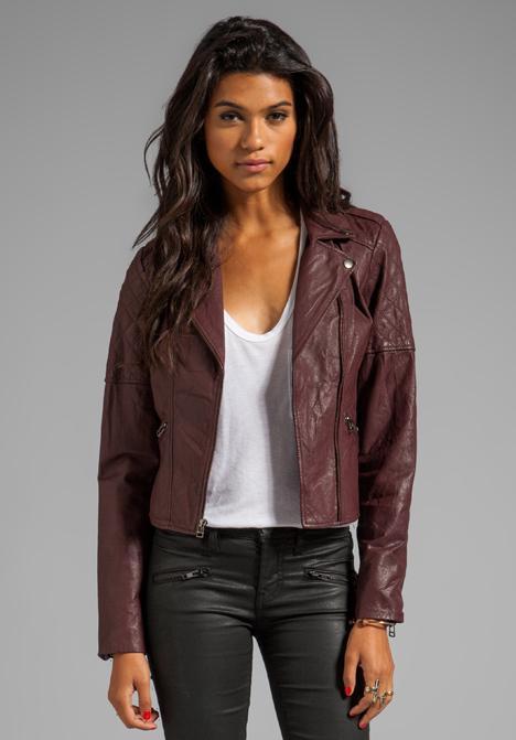 Sanctuary Rebel Leather Jacket In Burgundy