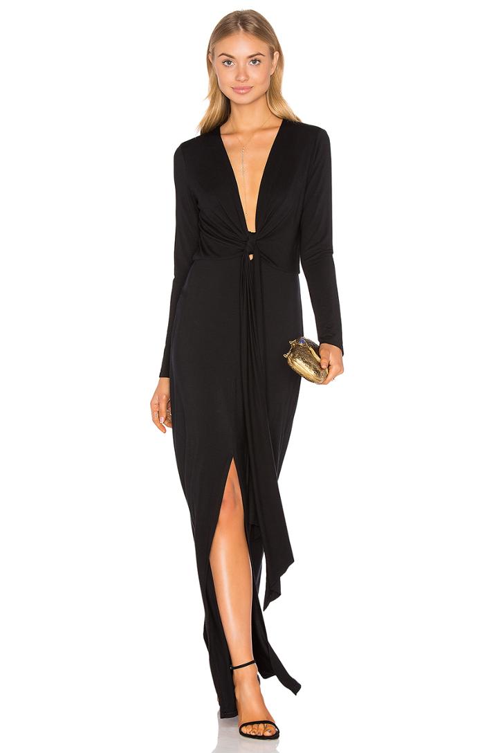 Deep V Tie Front Maxi Dress