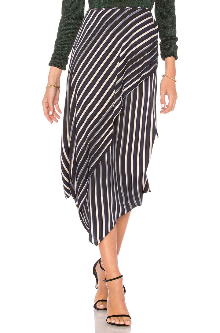 Draped Asymmetrical Midi Skirt