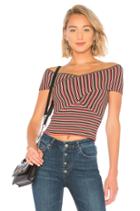 Stripe Rib Off Shoulder Top
