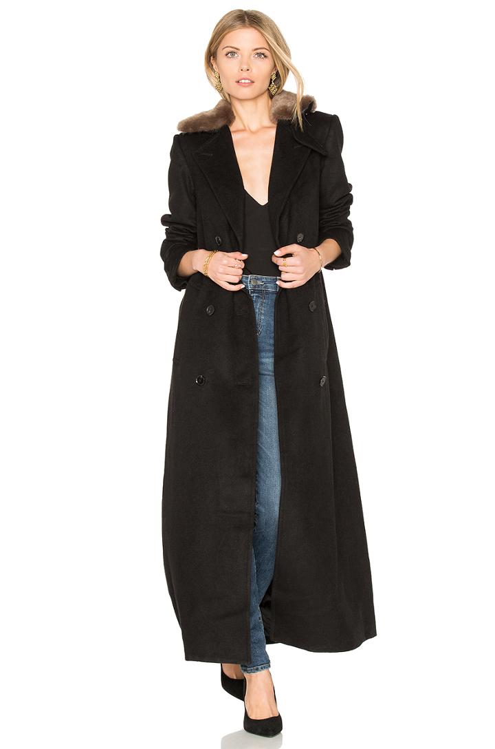 Vinnie Duster Overcoat With Faux Fur Trim