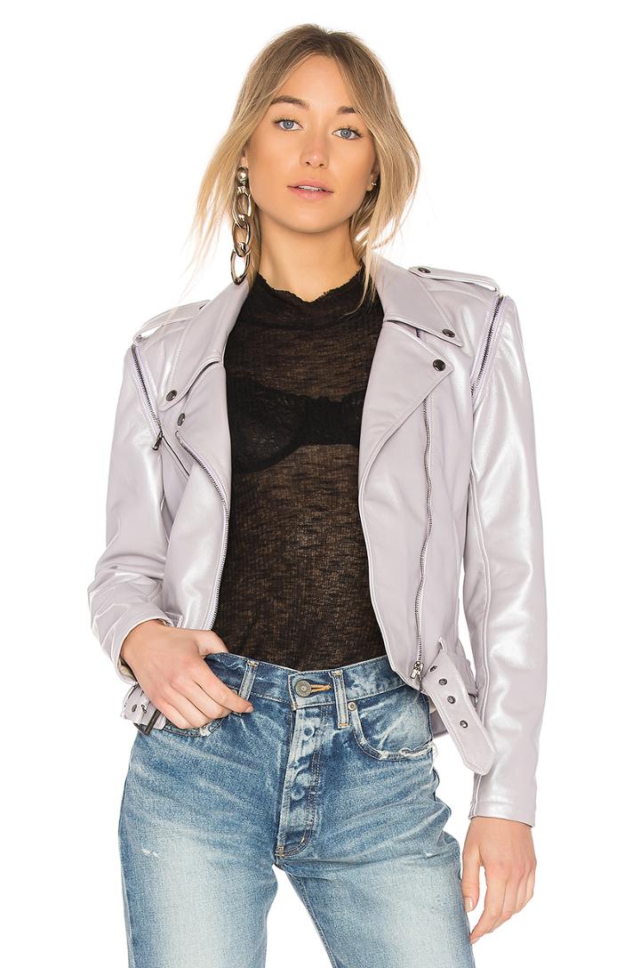 Classic Moto Jacket With Zip Sleeve