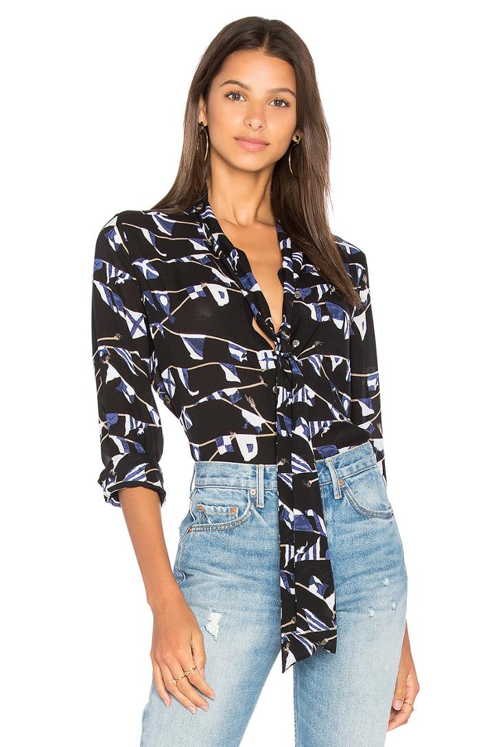 Brett Tie Neck Button Up
