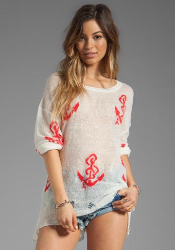 Wildfox Couture Lennon Shipwrecked Loose Knit In White