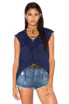 Lace Up Front Ruffle Blouse