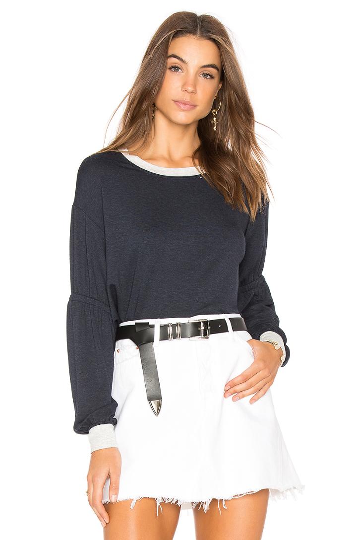 Gathered Sleeve Sweatshirt