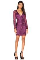 Embroidered Mesh Plunge Dress