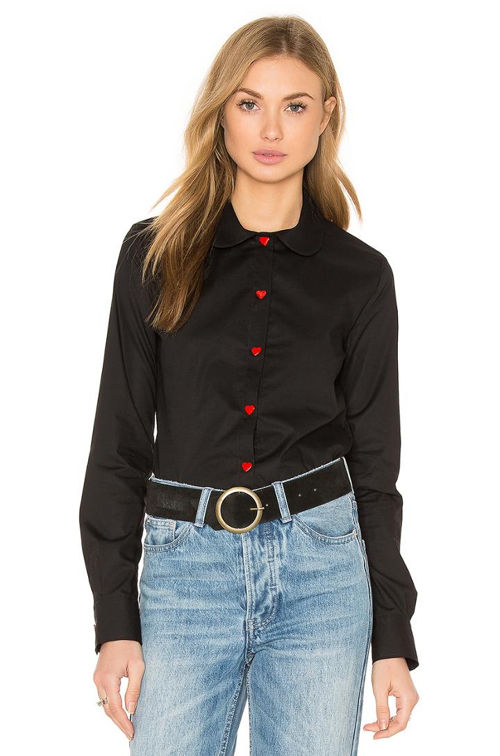 Red Heart Button Up Top