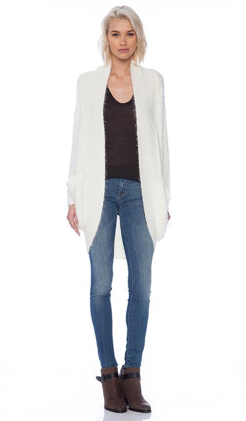 Minkpink Fuzzy Cocoon Cardigan In White