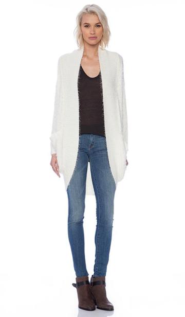 Minkpink Fuzzy Cocoon Cardigan In White