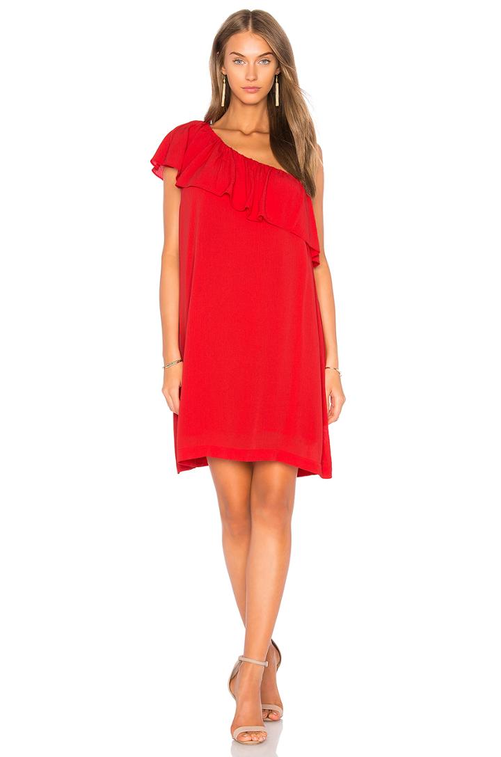 One Shoulder Ruffle Edge Dress