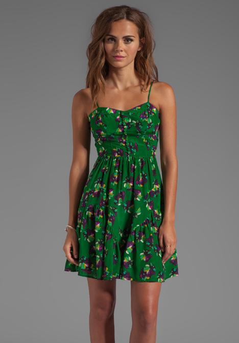 Greylin Emily Floral Bustier Dress In Green
