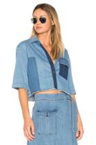 Color Block Crop Button Up
