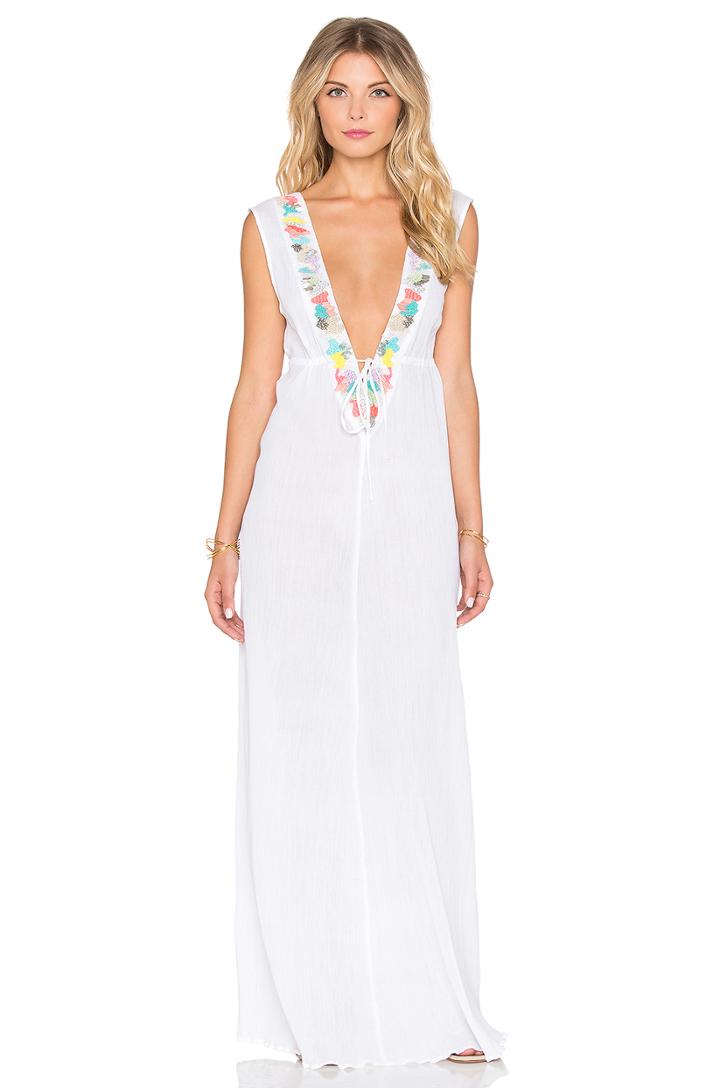 Mixed Media Embroidered Maxi Dress