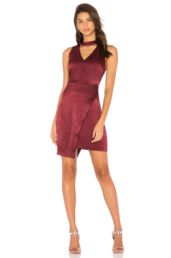 Asymmetric Hem Choker Neck Dress