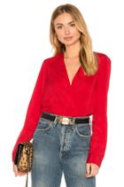 Shirt Cuff Surplice Top In Chili Pepper