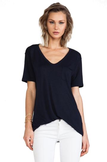 T By Alexander Wang Classic Pocket Tee In Navy