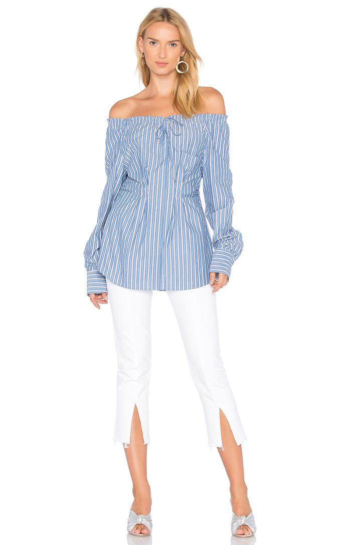 Shirred Off The Shoulder Top