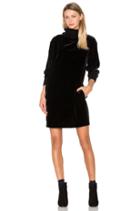 Mock Neck Drappy Velvet Dress