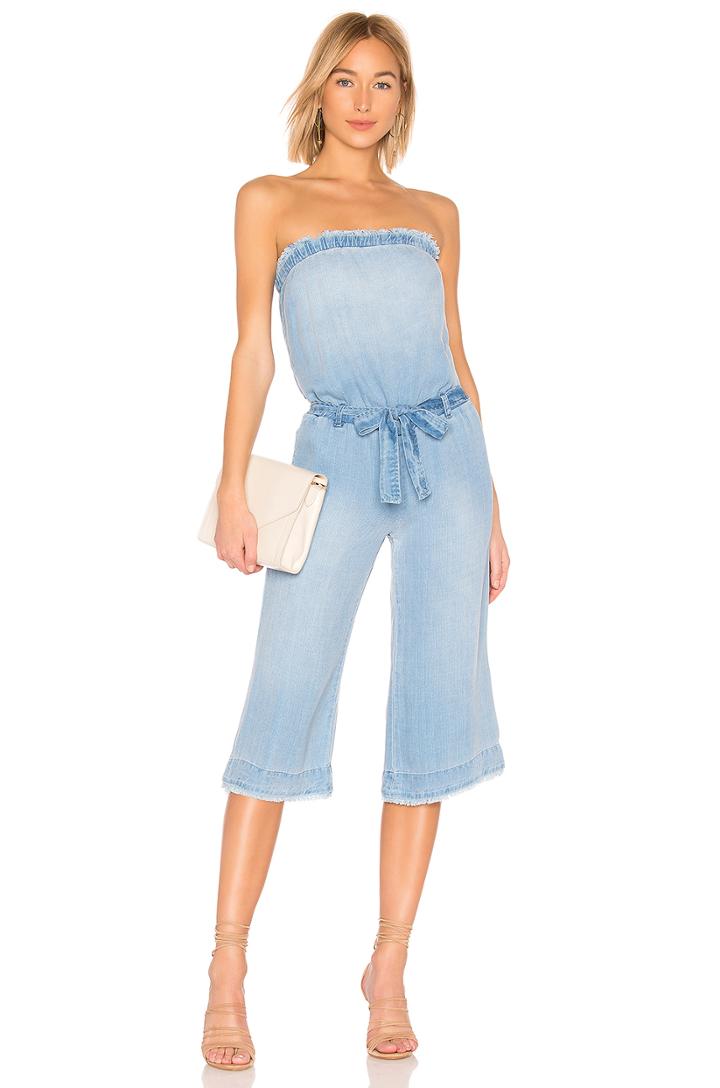 Strapless Frayed Crop Jumpsuit