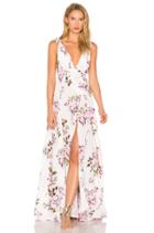 Deep V Floral Gown