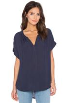 Capria Windowpane Challis With Slub V-neck Top