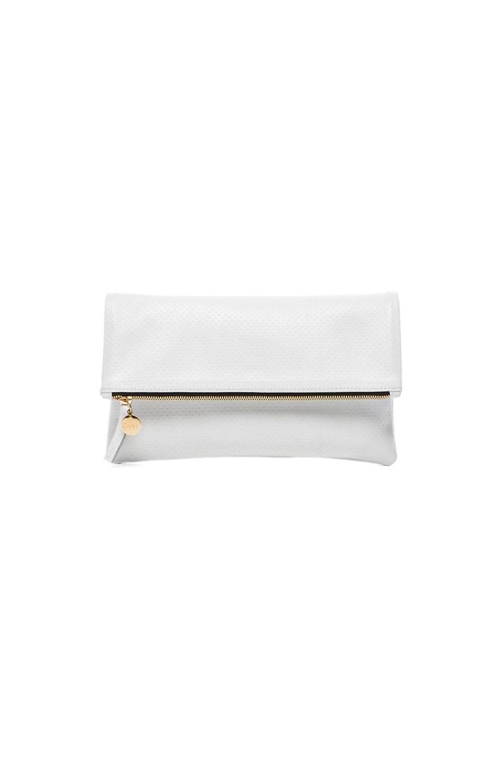 Clare Vivier Foldover Clutch In White