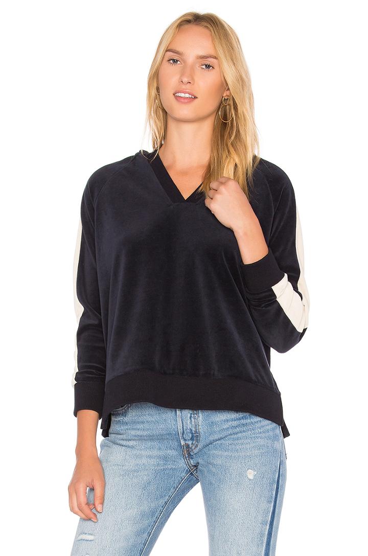 Velour Stripe Sleeve Hoodie