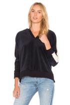 Velour Stripe Sleeve Hoodie