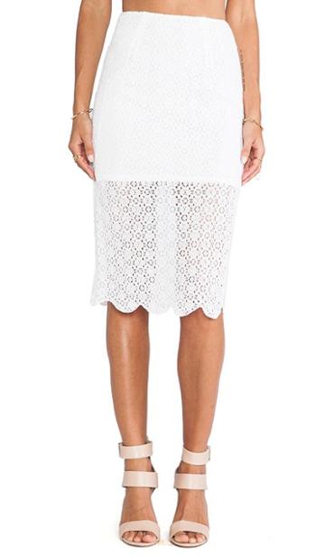 Bcbgeneration Lace Pencil Skirt In White