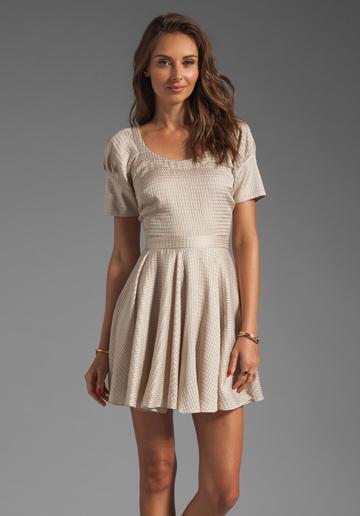 Z Spoke By Zac Posen Cap Sleeve Full Skirt Dress In Taupe