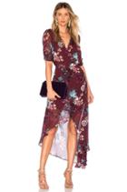 Burgundy Floral Wrap Dress