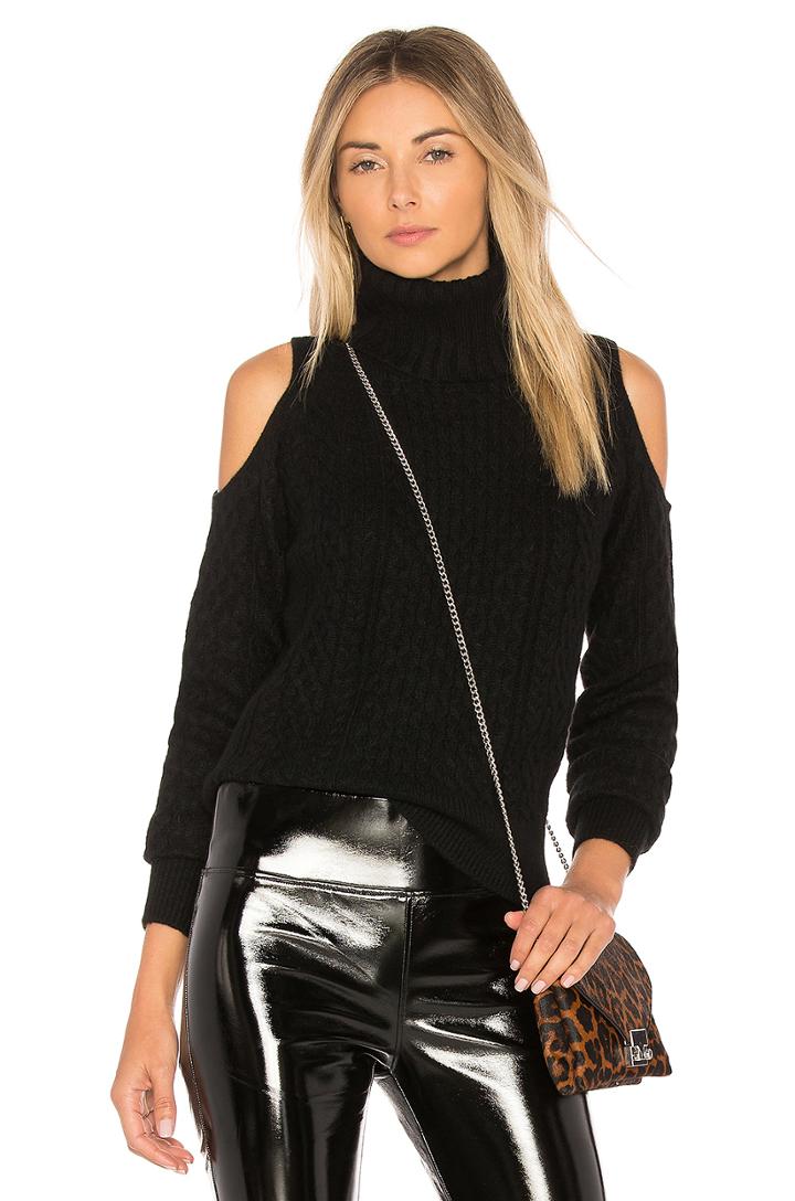 Cold Shoulder Cable Knit Sweater