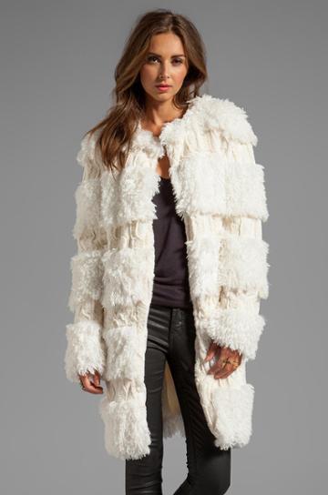 Anna Sui Runway Mongolian Faux Fur Coat In Cream