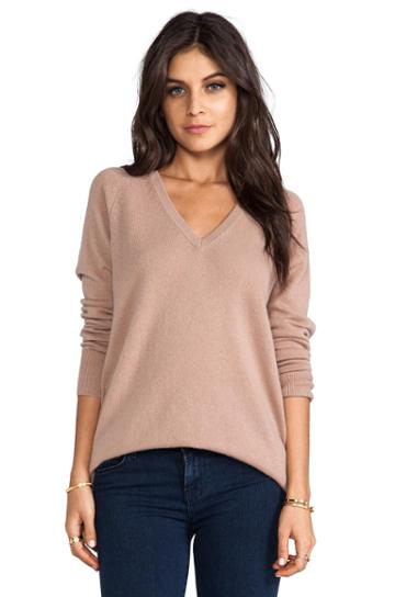 Equipment Asher V Neck Sweater In Tan