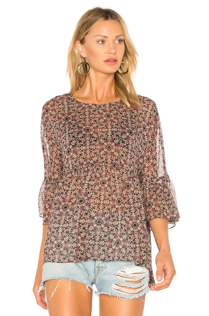 Ruffle Hem Top In Black Olive