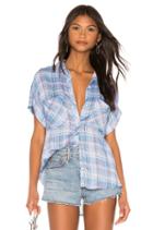 Rolled Short Sleeve Button Down Top