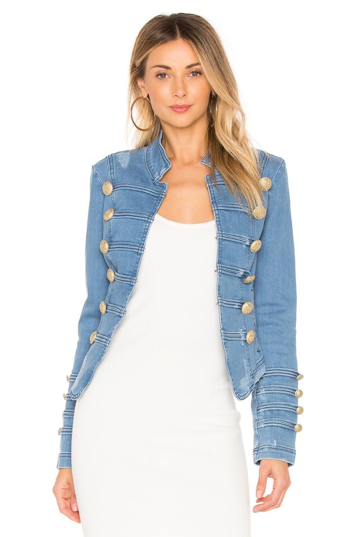 Fitted Military Denim Jacket
