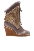 Meditere Rabbit Fur Wedge Boot