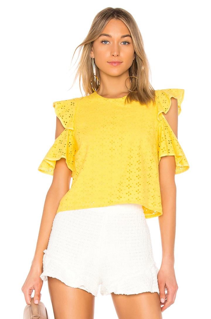 Eyelet Cold Shoulder Top