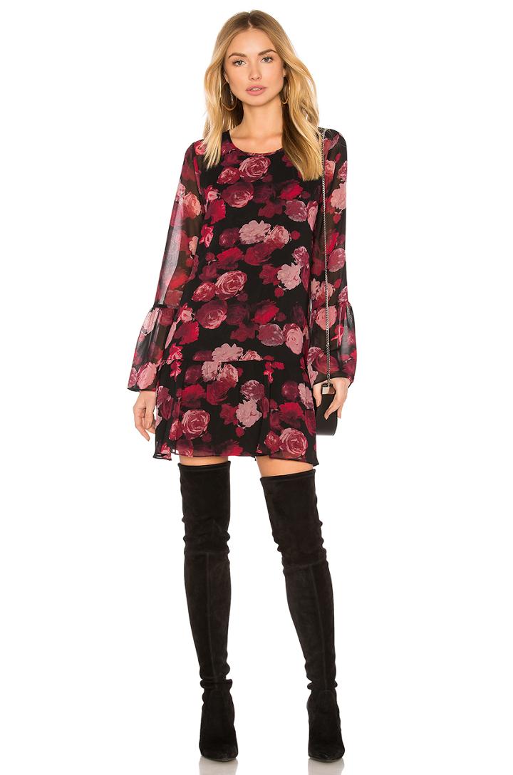 Double Tiered A Line Dress In Black Combo