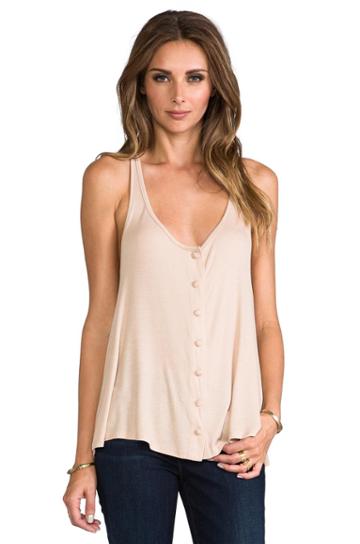 Rachel Pally Rib Button Down Slouch Tank In Beige