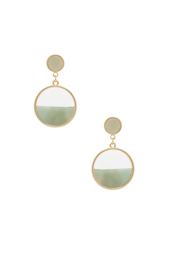 Semi Circle Gold & Mint Earrings