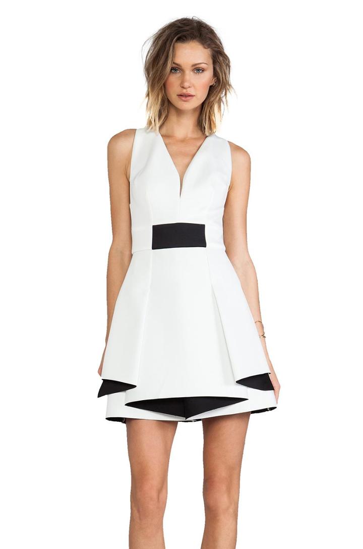 Robert Rodriguez Bonded Neo Flounce Dress In White