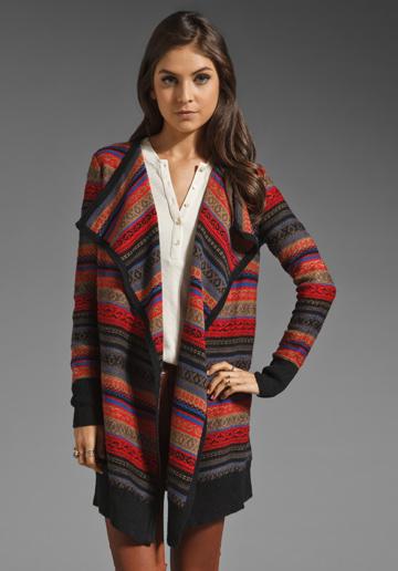 Bb Dakota Berkeley Fair Isle Cardigan In Red
