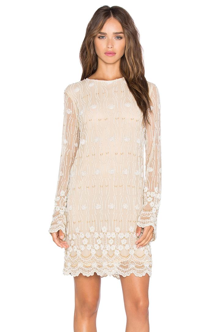 Long Sleeve Embellished Shift Dress