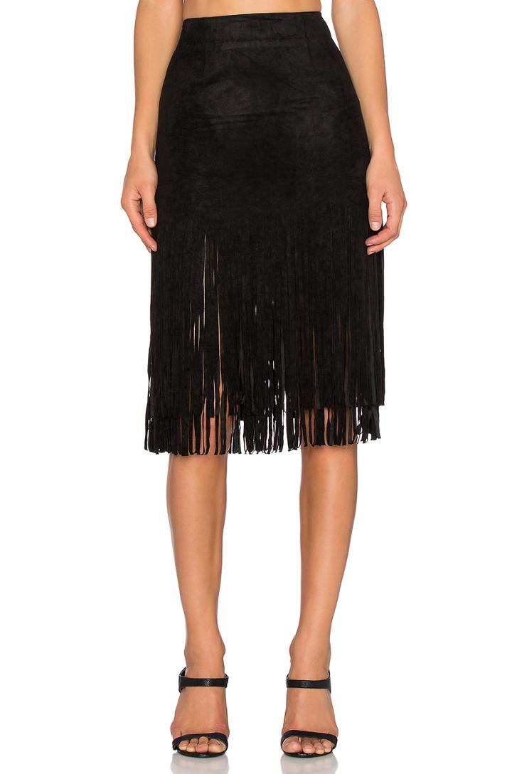 Suede Fringe Skirt