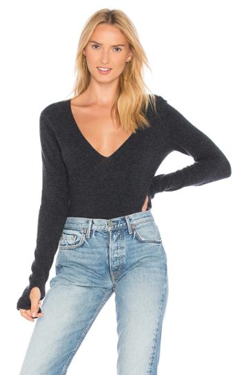 Deep V Sweater With Thumbholes