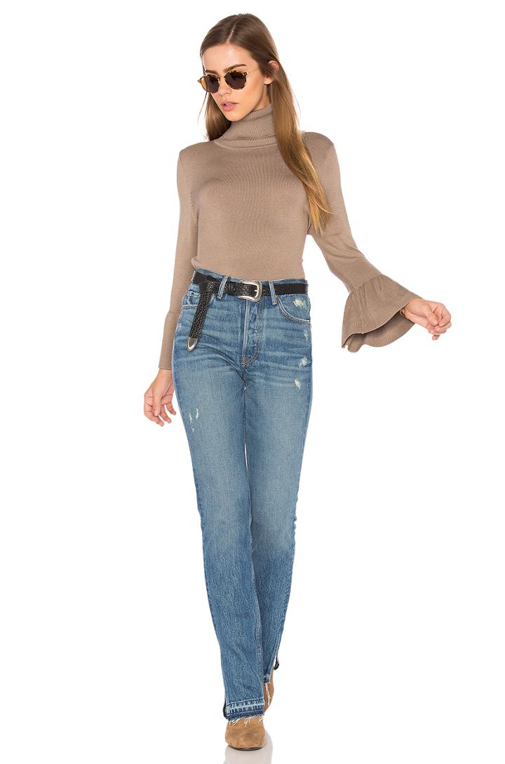 Ruffle Sleeve Turtleneck Sweater