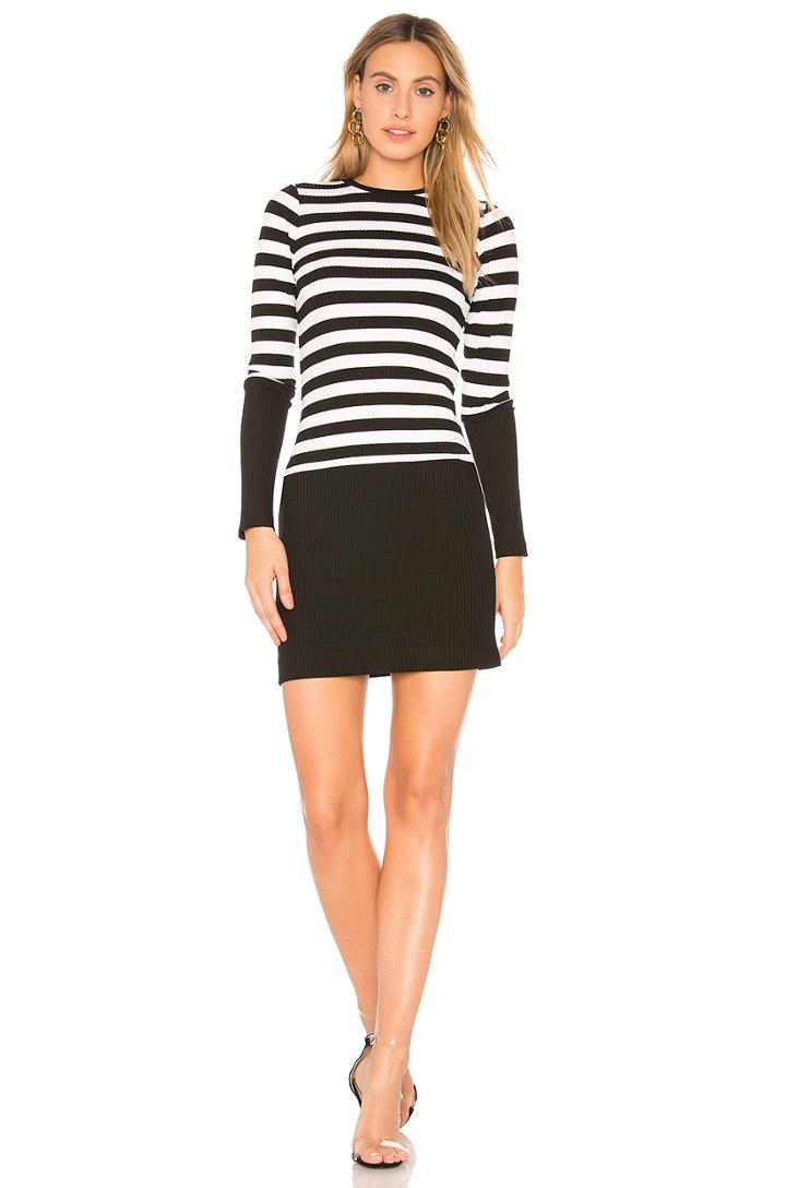 Stripe Crew Neck Long Sleeve Dress